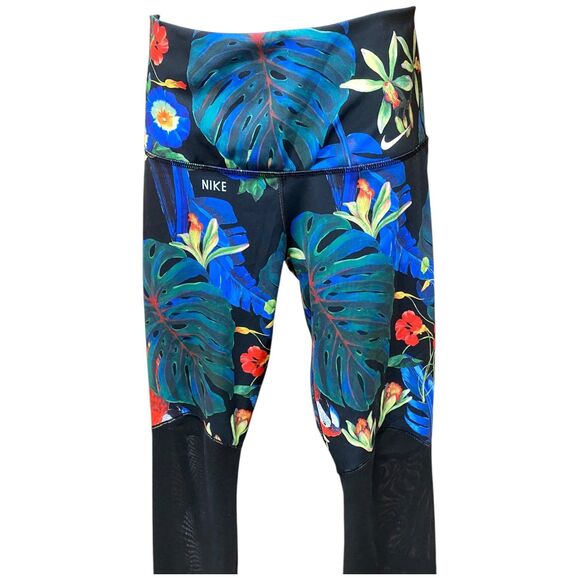 Nike Power training Floral 7/8 length Mesh Leggings Multicolor Size Medium M - Picture 6 of 11